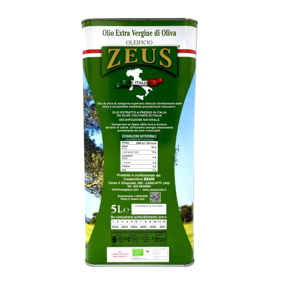 Olio Extravergine di Oliva BIOLOGICO Siciliano Zeus Sicilia