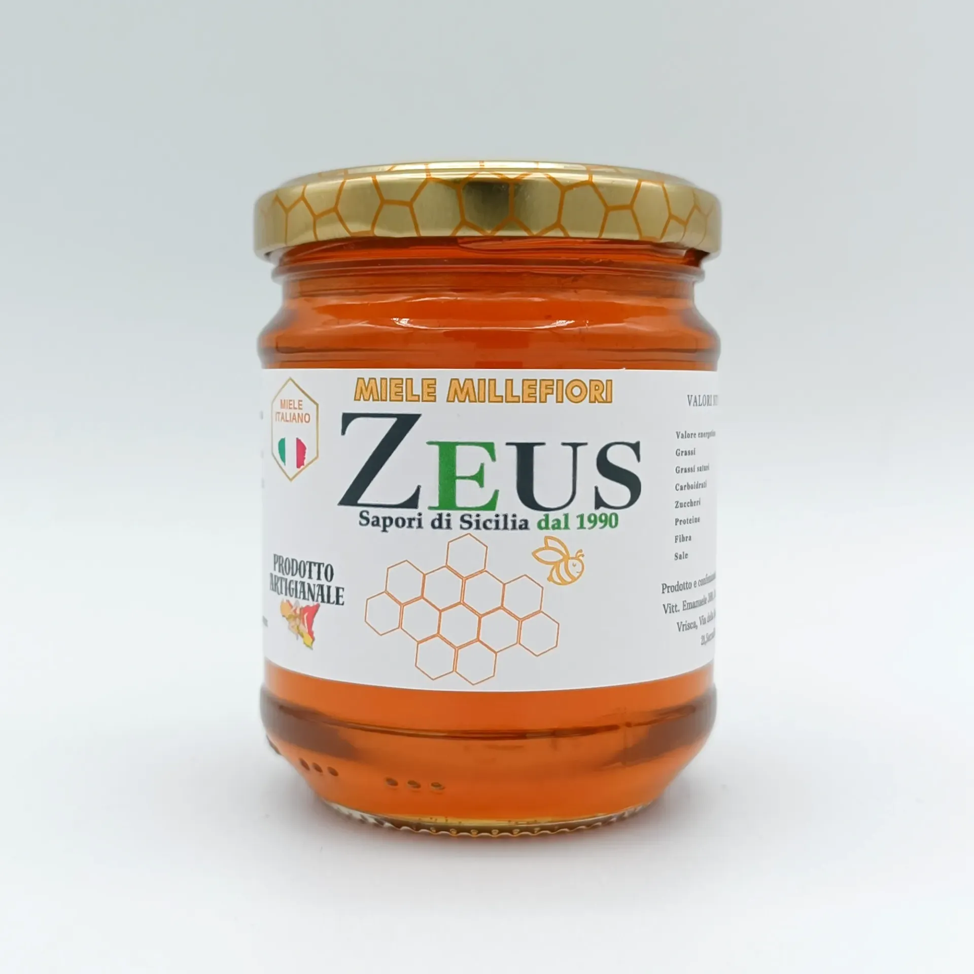 [MIEL-MILLE-250G] Miele Millefiori Siciliano Artigianale Zeus – 100% Naturale (250gr)