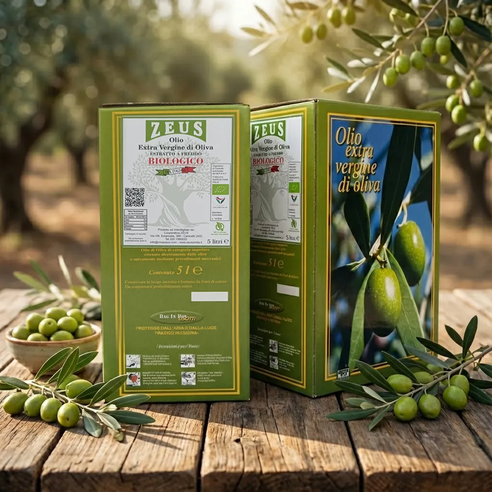 [OLIO-BIO-2X-5L-BAG] Olio Extravergine di Oliva BIOLOGICO Siciliano Zeus Sicilia - 2X Bag in Box 5 Litri